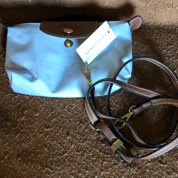Longchamp Crossbody Bag in Light Blue and Brown - Picture 1 of 3